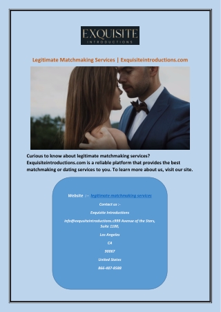 Legitimate Matchmaking Services | Exquisiteintroductions.com