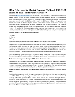 MEA Cybersecurity Market Expected To Reach USD 31.82 Billion By 2023