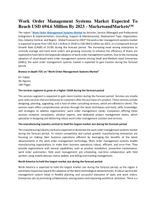 Work Order Management Systems Market Expected To Reach USD 694.6 Million By 2023