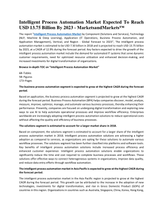 Intelligent Process Automation Market Expected To Reach USD 13.75 Billion - 2023