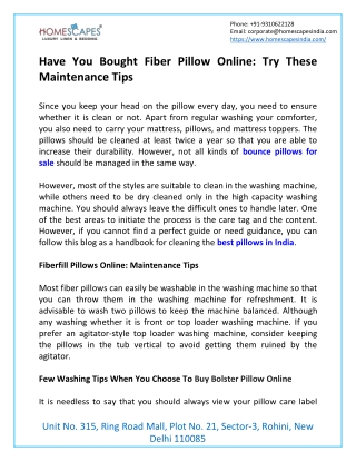 Have You Bought Fiber Pillow Online