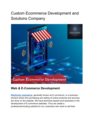 Custom Ecommerce Development and Solutions Company