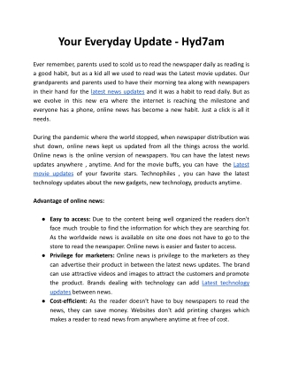 Your Everyday Update- Hyd7am