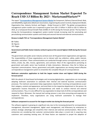 Correspondence Management System Market Expected To Reach USD 3.5 Billion - 2023