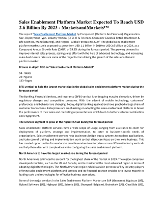 Sales Enablement Platform Market Expected To Reach USD 2.6 Billion By 2023