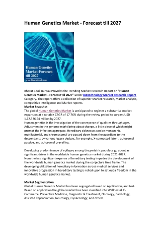 Human Genetics Market - Forecast till 2027