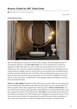 Buyers Guide for WC Toilet Units recablog.com