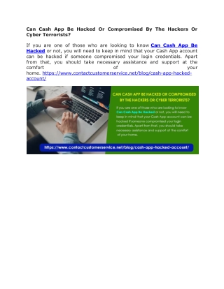 Can Cash App Be Hacked Or Compromised By The Hackers Or Cyber Terrorists