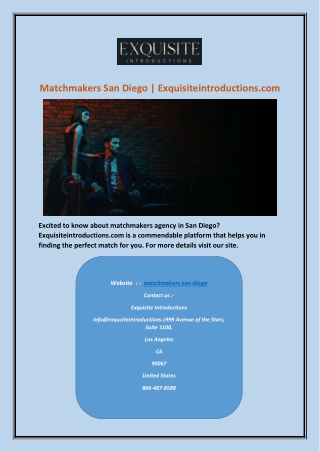 Matchmakers San Diego | Exquisiteintroductions.com