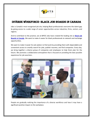 Diverse Workforce- Black Job Boards in Canada