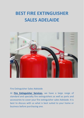 BEST FIRE EXTINGUISHER SALES ADELAIDE