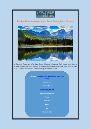 Rocky Mountain National Park Tours from Denver