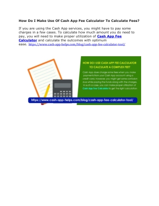 How Do I Make Use Of Cash App Fee Calculator To Calculate Fees