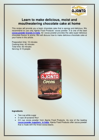 Cocoa Powder Suppliers in India
