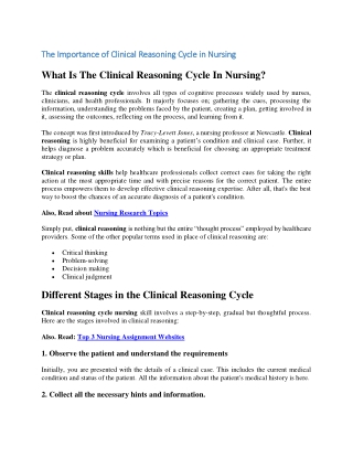 What Makes Clinical Reasoning Cycle Important In Nursing?