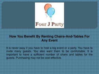 How You Benefit By Renting Chairs-And-Tables For Any Event