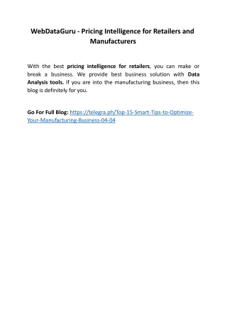 WebDataGuru - Pricing Intelligence for Retailers and Manufacturers