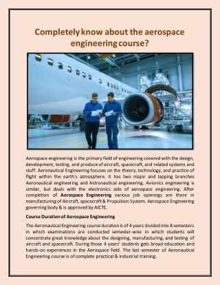 Completely know about the aerospace engineering course