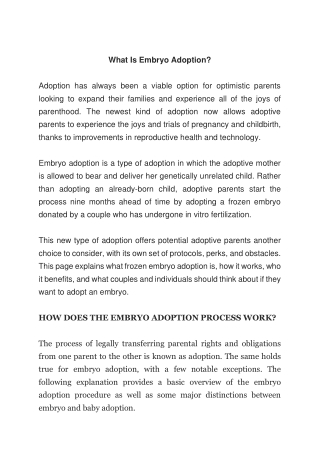 What Is Embryo Adoption?