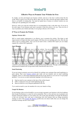 Effective Ways to Promote Your Website for Free