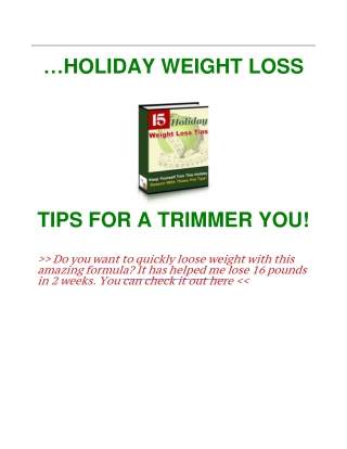 Holiday Weight Loss Tips