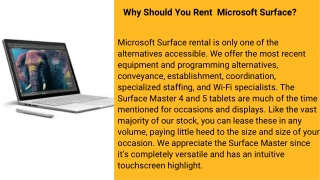 Why Should You Rent  Microsoft Surface