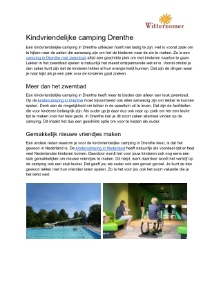 Kindvriendelijke camping Drenthe