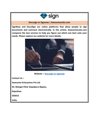 Docusign or Signnow  Awesomesuite.com