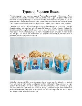 Types of Popcorn Boxes