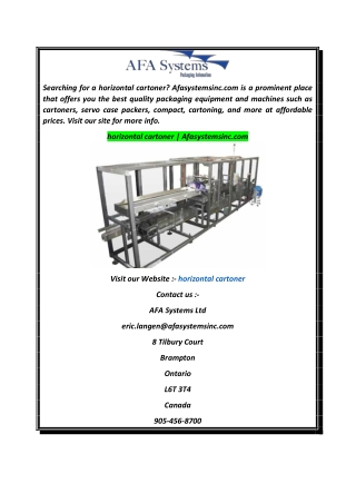 horizontal cartoner  Afasystemsinc.com