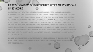 A quick methods to Reset QuickBooks Password