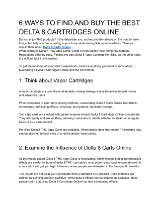 6 TIPS FOR FINDING AND BUYING THE BEST DELTA 8 CARTRIDGE ONLINE