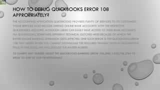 A complete guide to resolve the QuickBooks Error 108