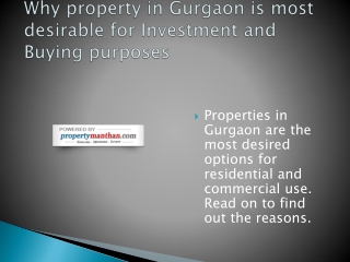 Why property in Gurgaon is most desirable for Investment and