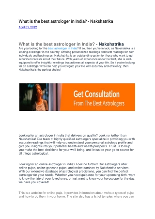 What is the best astrologer in India- Nakshatrika