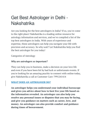 Get Best Astrologer in Delhi - Nakshatrika