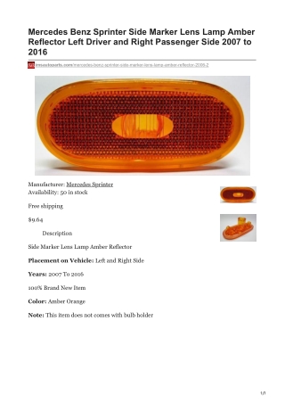 imsautoparts.com-Mercedes Benz Sprinter Side Marker Lens Lamp Amber Reflector Left Driver and Right Passenger Side 200