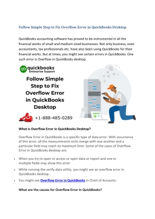 Follow Simple Step to Fix Overflow Error in QuickBooks Desktop