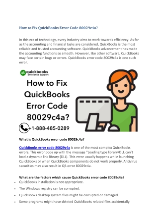 How to Fix QuickBooks Error Code 80029c4a