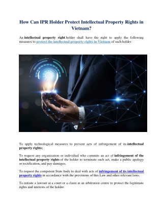 How Can IPR Holder Protect Intellectual Property Rights in Vietnam