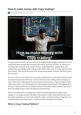 How to make money with Copy trading?