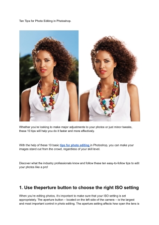 10 Tips on photo editing in photoshop