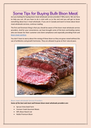 Some Tips for Buying Bulk Bison Meat