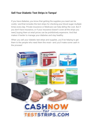 Sell Your Diabetic Test Strips in Tampa