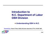 Introduction to N.C. Department of Labor OSH Division