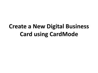 Create a new digital business card using CardMode