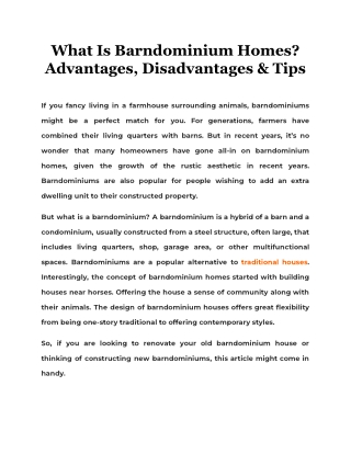 What Is Barndominium Homes? Advantages, Disadvantages & Tips