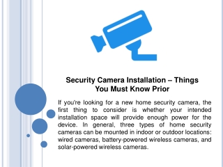 Security Camera Installation – Things You Must Know Prior