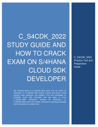 C_S4CDK_2022 Study Guide and How to Crack Exam on S4HANA Cloud SDK developer