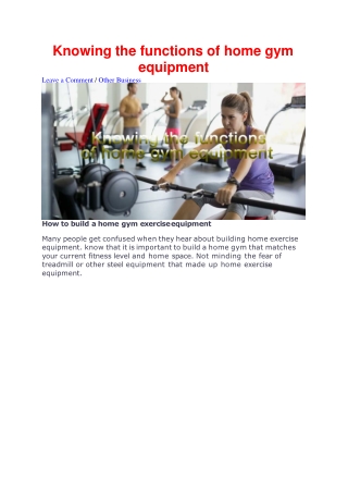 Knowing the functions of home gym equipment-converted